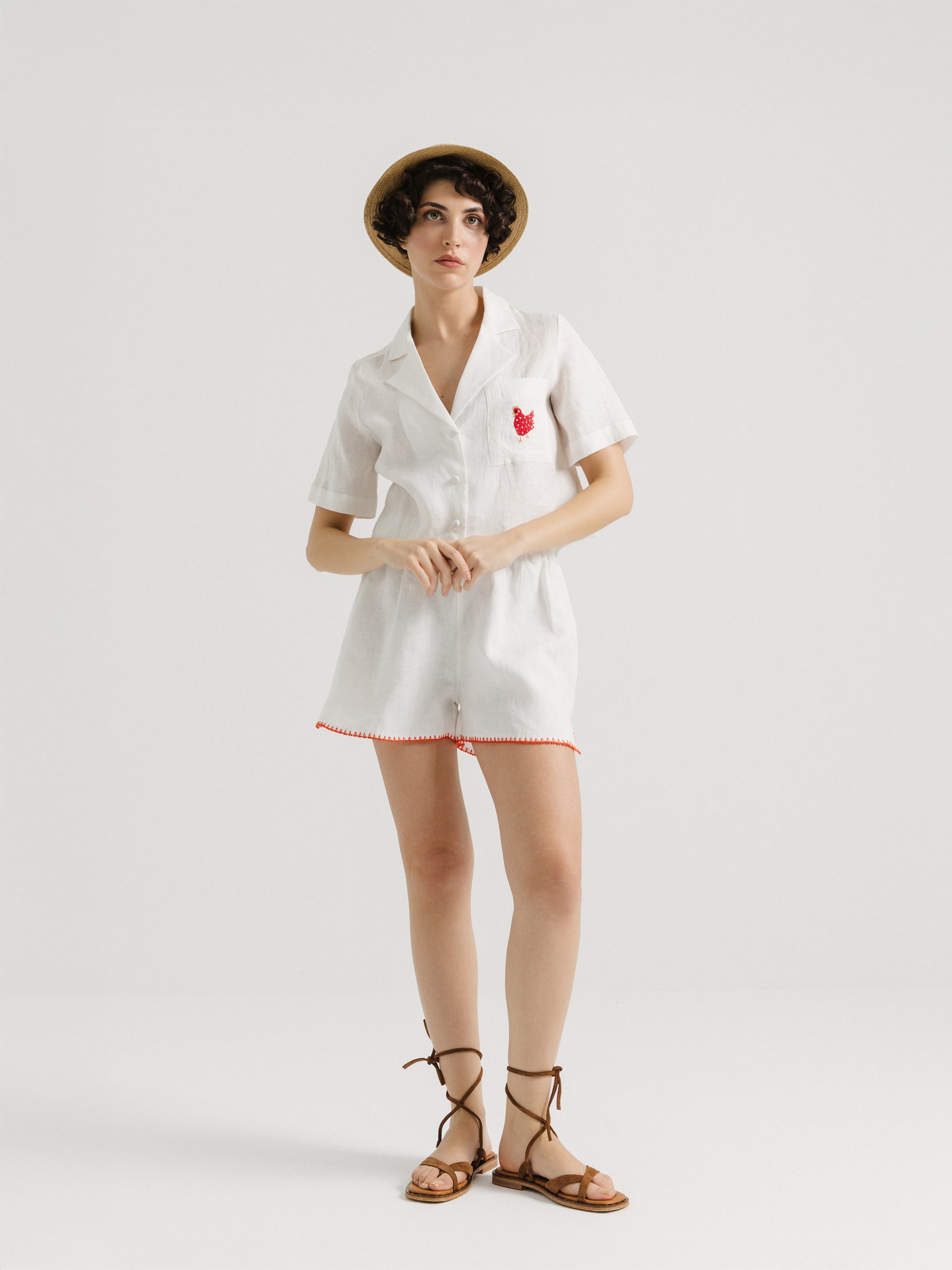 Craft Keten Kırmızı Şort - Ham Fabrics