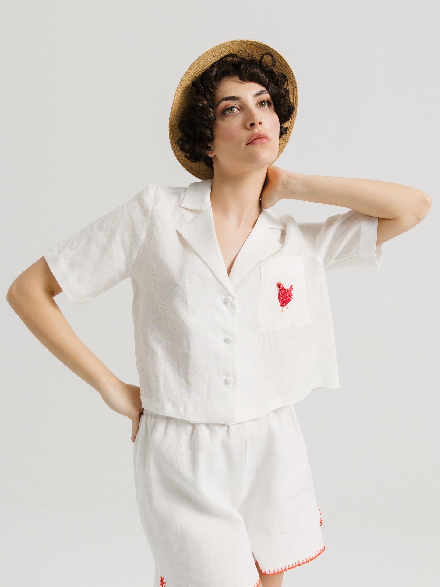 Salur Keten Horoz Gömlek - Ham Fabrics