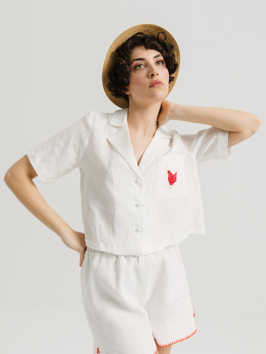 Salur Keten Horoz Gömlek - Ham Fabrics