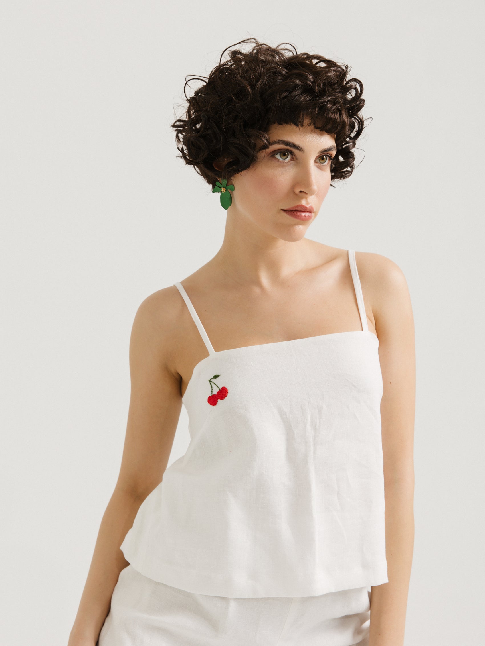 Naiki Kiraz Motifli Bluz - Ham Fabrics