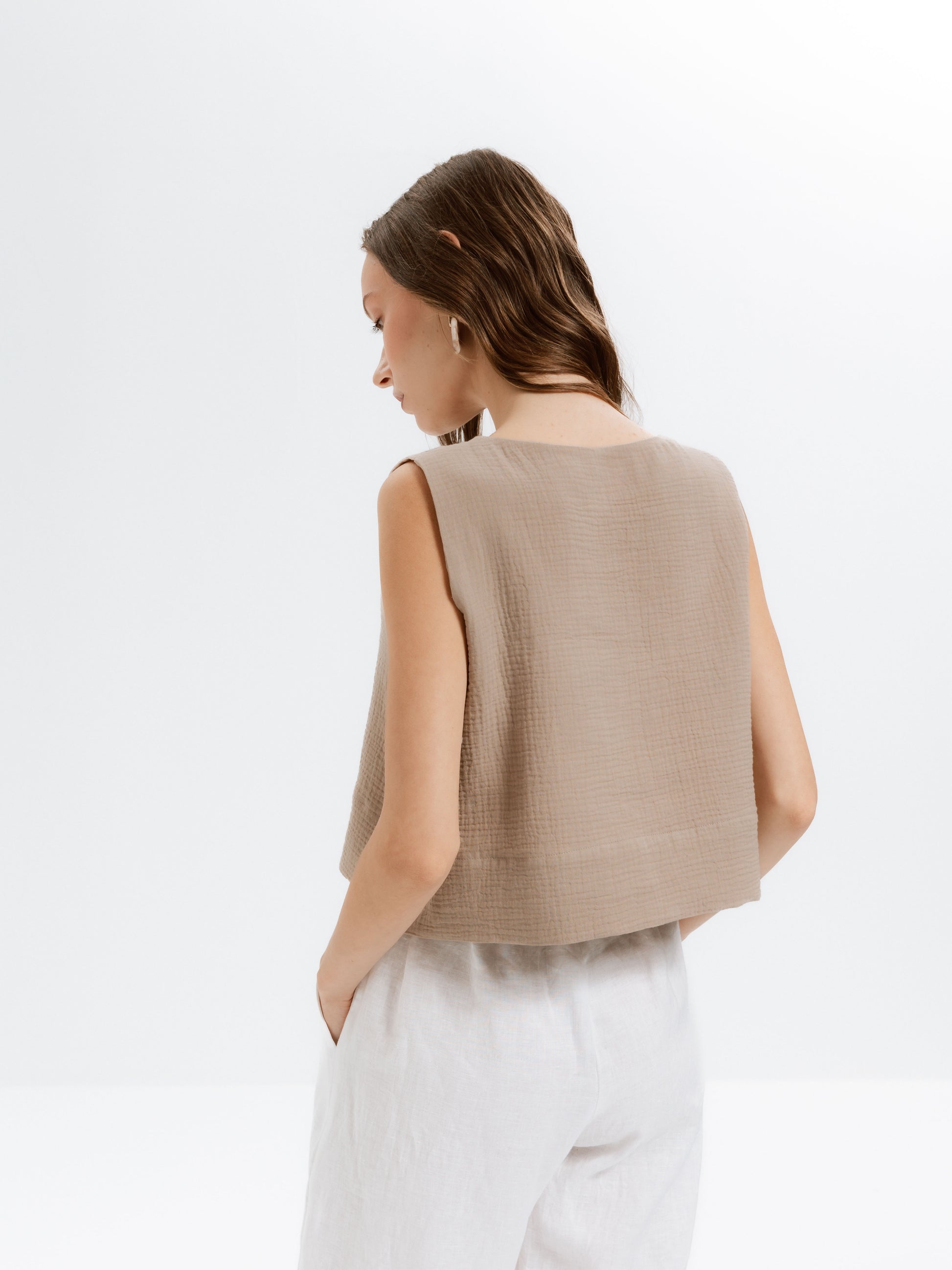 Lora Müslin Ceviz K. Bluz - Ham Fabrics