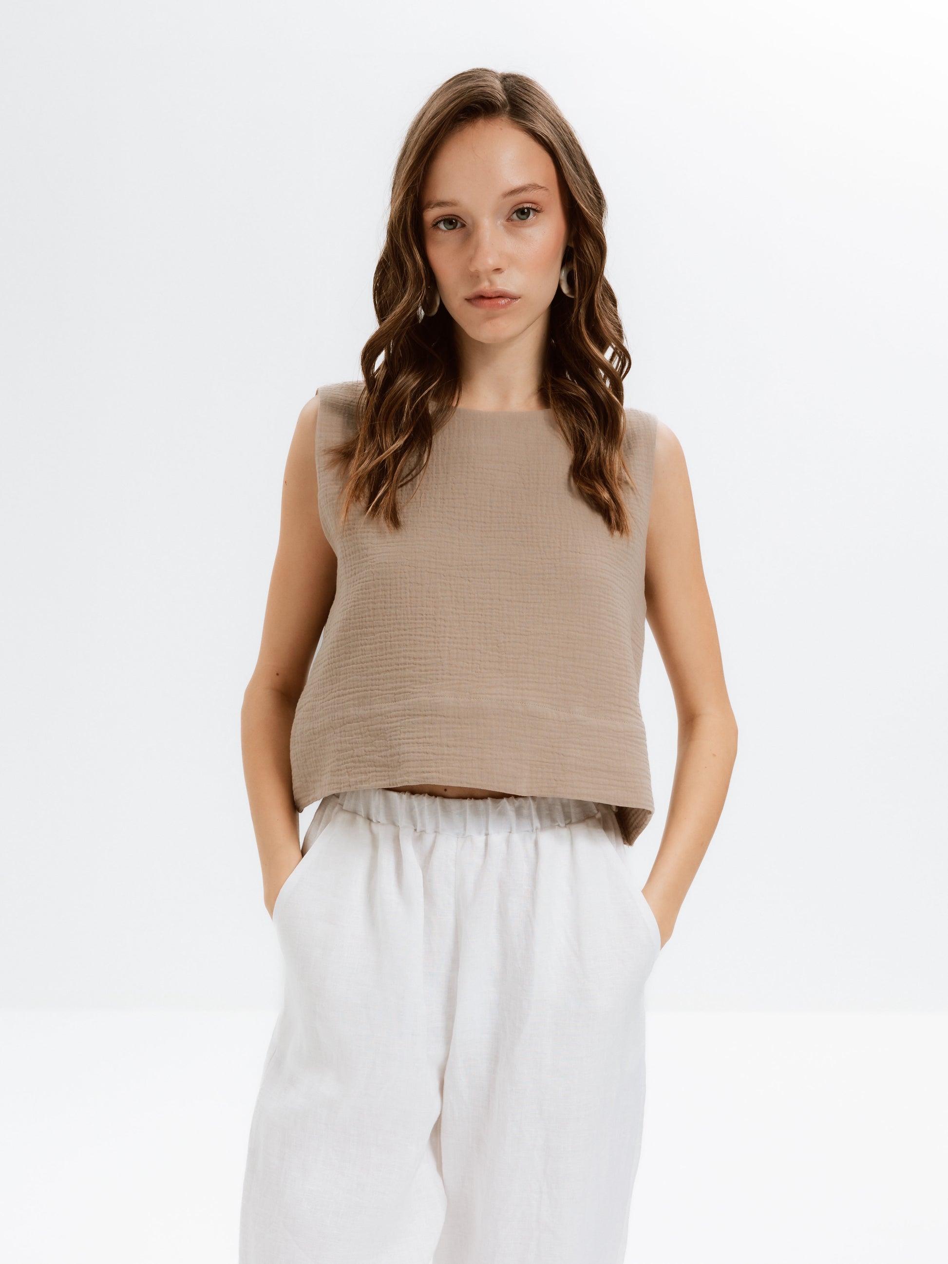 Lora Müslin Ceviz K. Bluz - Ham Fabrics