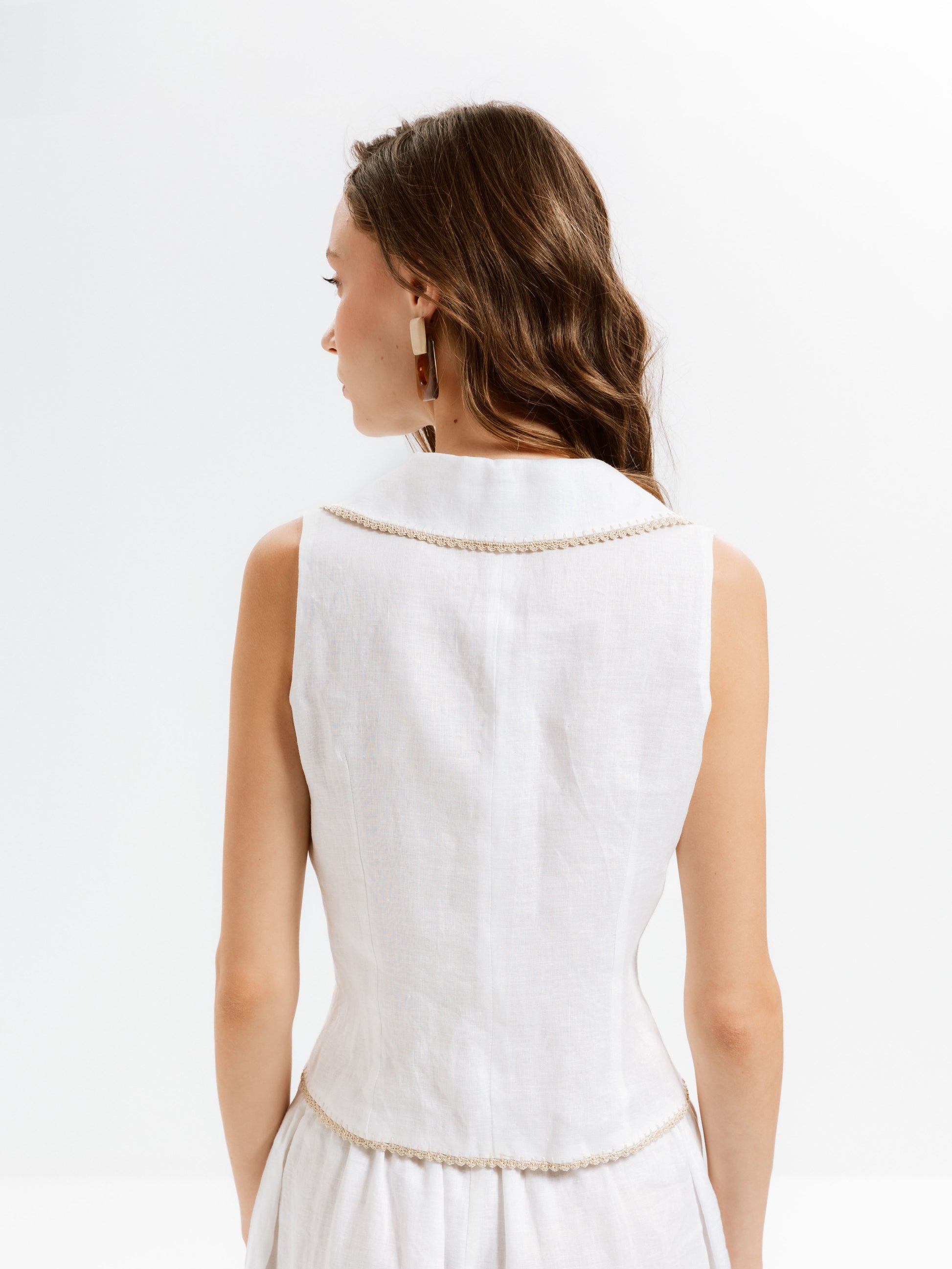 Lace Loop Keten Yelek - Ham Fabrics