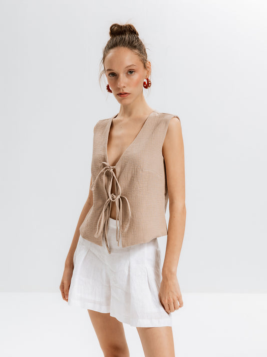 Laura Müslin Ceviz K. Yelek - Ham Fabrics