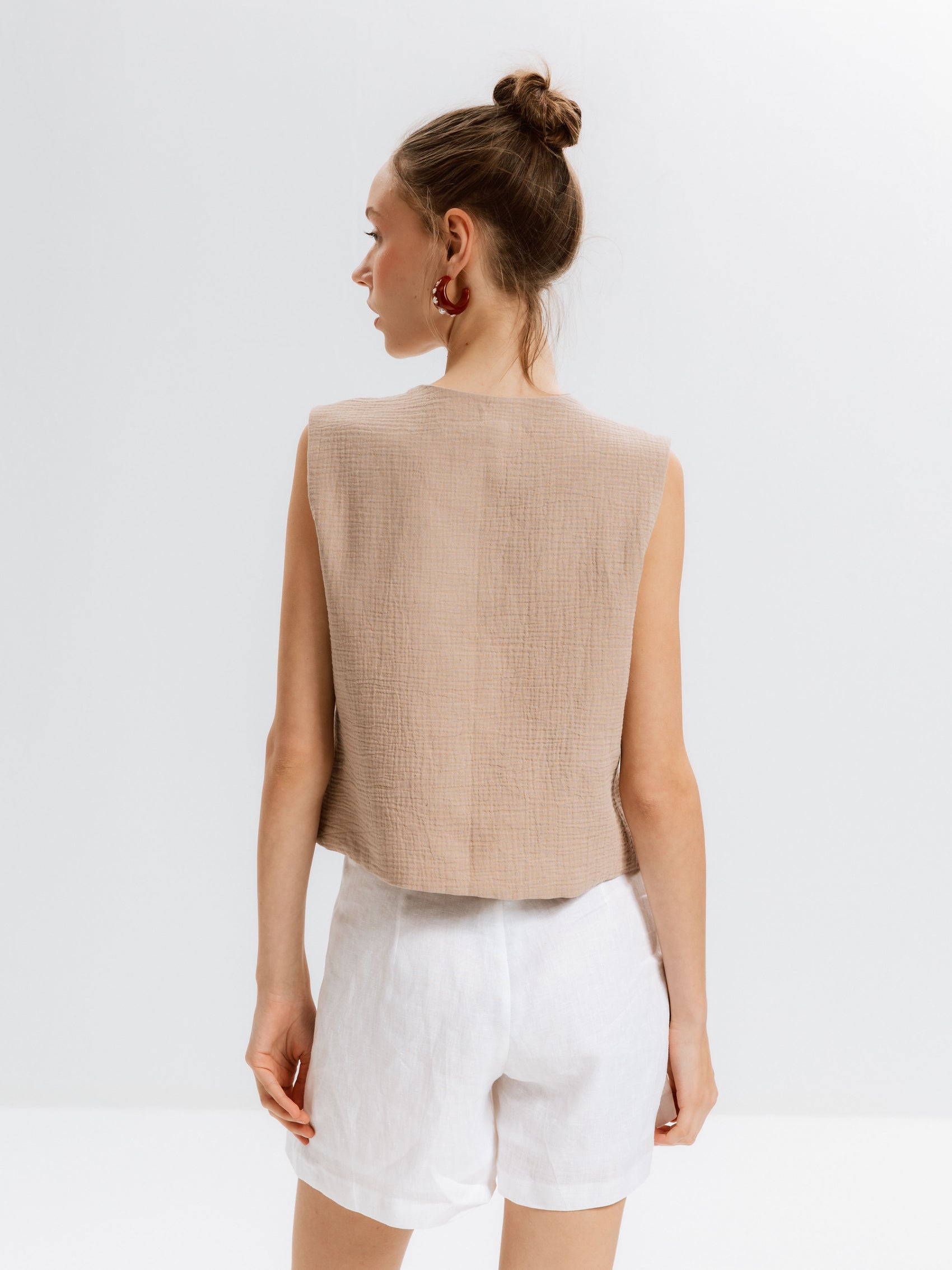 Laura Müslin Ceviz K. Yelek - Ham Fabrics